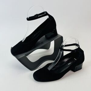 Saint Laurent Babies Block Heel Ankle Strap Pumps Black Suede‎ Women’s Size 37